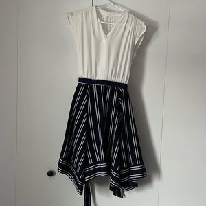 Asymmetrical Midi Skirt Cap Sleeve Dress